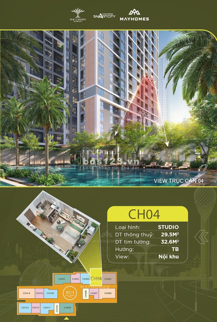 Bán căn studio Vinhomes Smart City thiết kế theo phong cách Singapore, giá chỉ 1,6 tỷ đồng