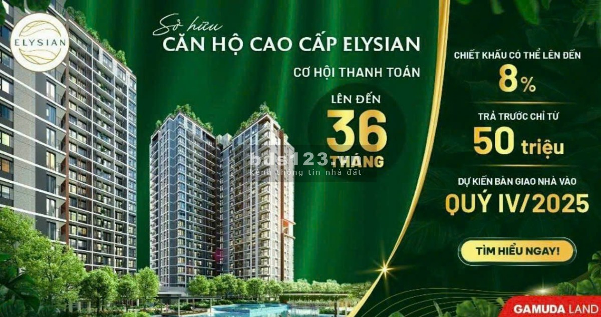Bán căn hộ dự án Elysian lộ trình thanh toán " Không lo âu" trong vòng 2 năm