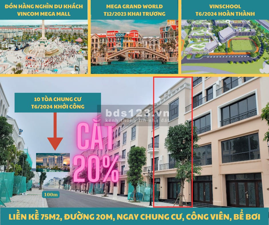 Cắt lỗ 2 tỷ căn Biệt thự mặt đường 20m ngay 10 tòa chung cư The Empire - Vinhomes OCean Park