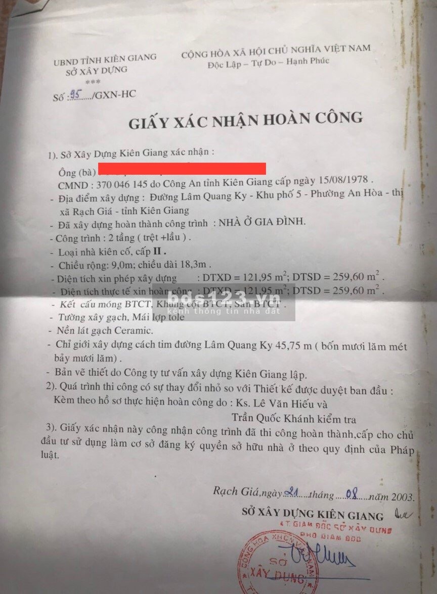 Chính chủ bán nhà biệt thự hai mặt tiền trung tâm Rạch Giá