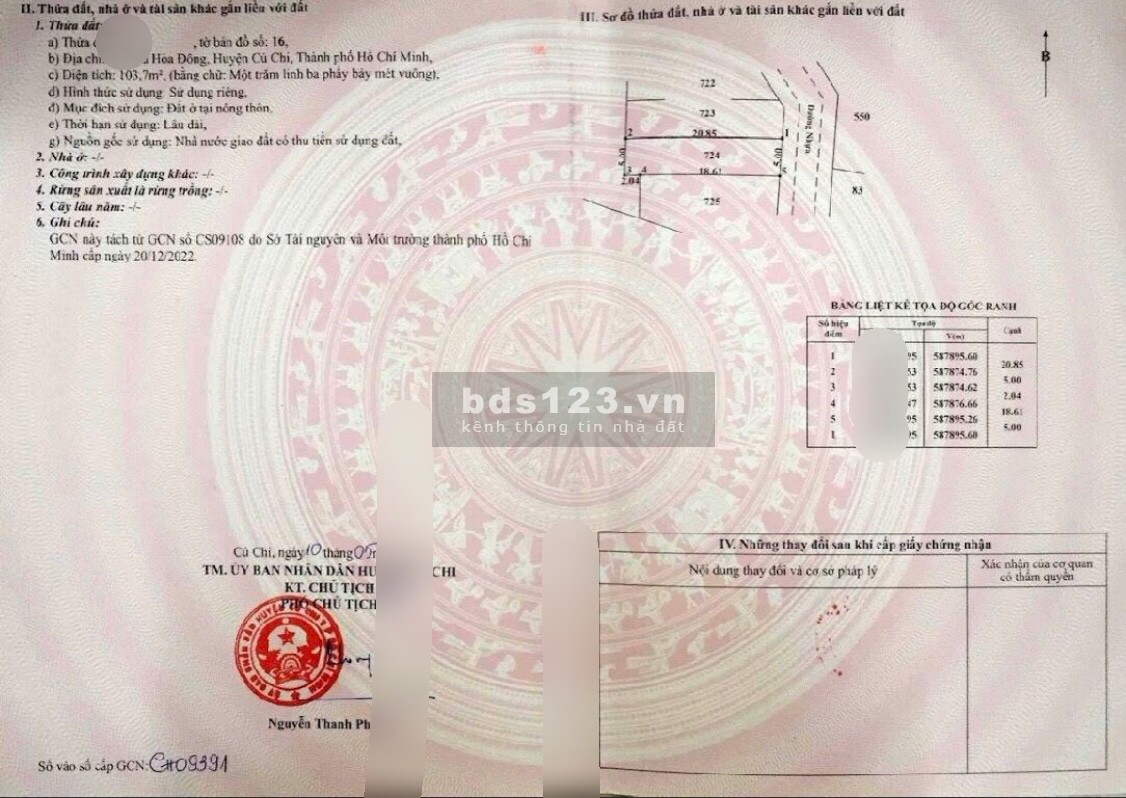 Cần bán liền kề 2 lô đất hơn 200m full thổ thích hợp xây trọ Củ Chi