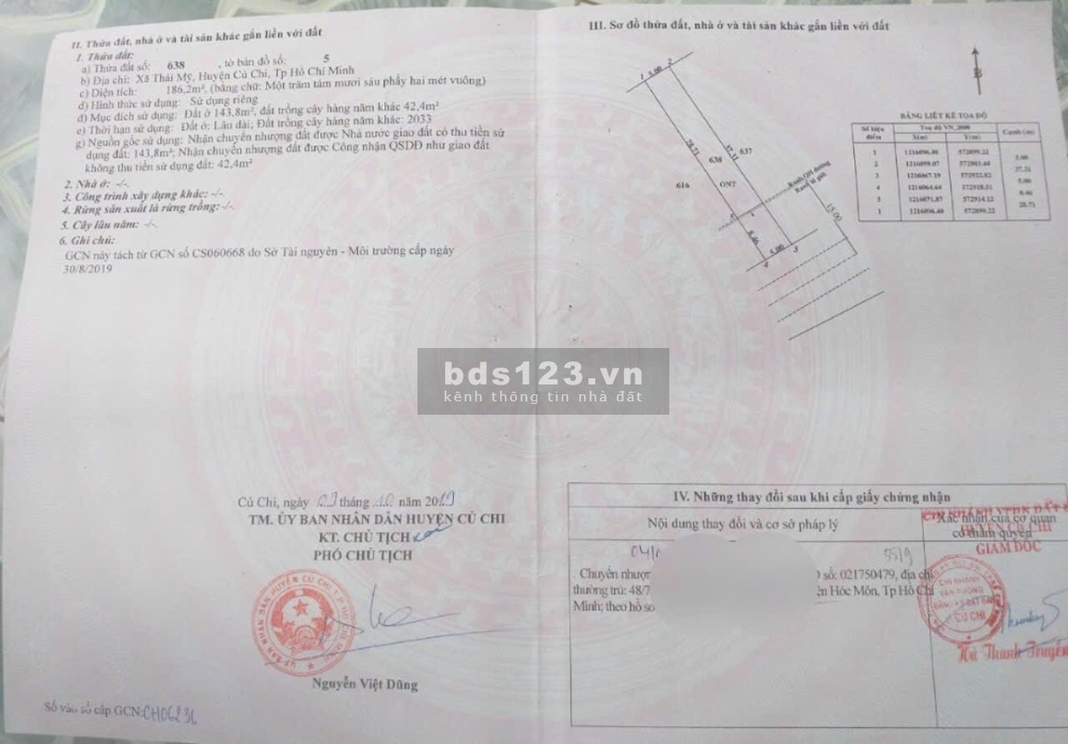 Cắt lỗ lô đất 186m2 mặt tiền đường nhựa 30m giá 1,65 tỷ còn thương lượng LH 0961170796