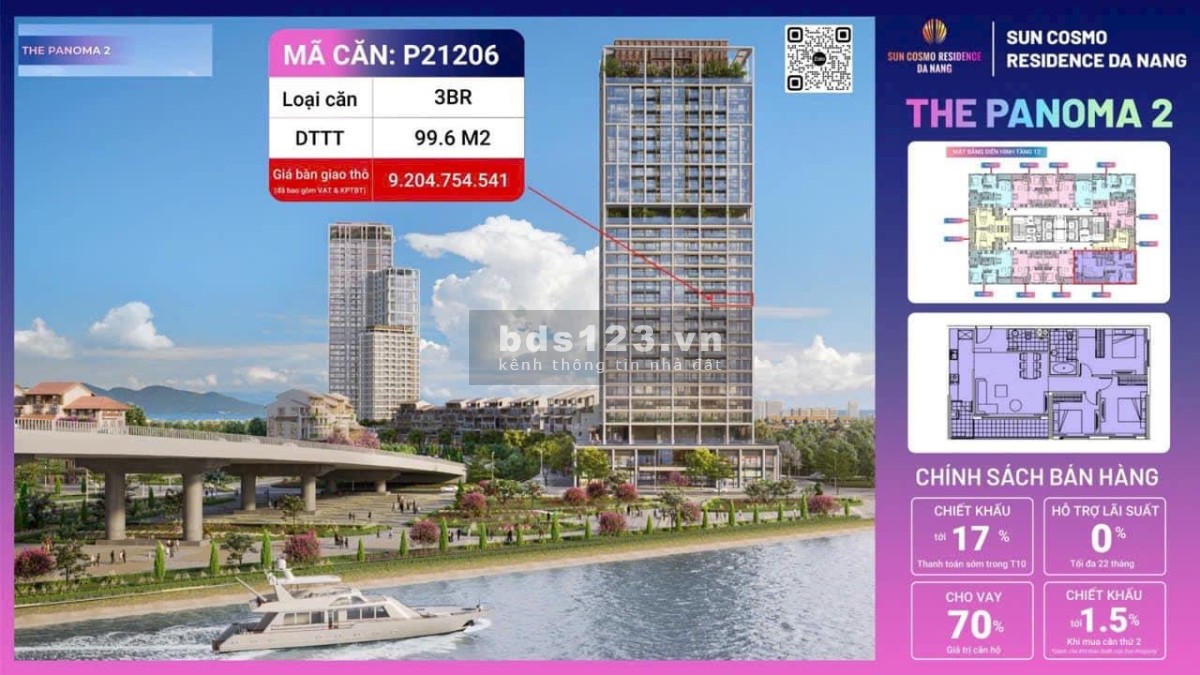 Bán căn 3 PN duy nhất tại The Panoma 2 Đà Nẵng siêu VIP