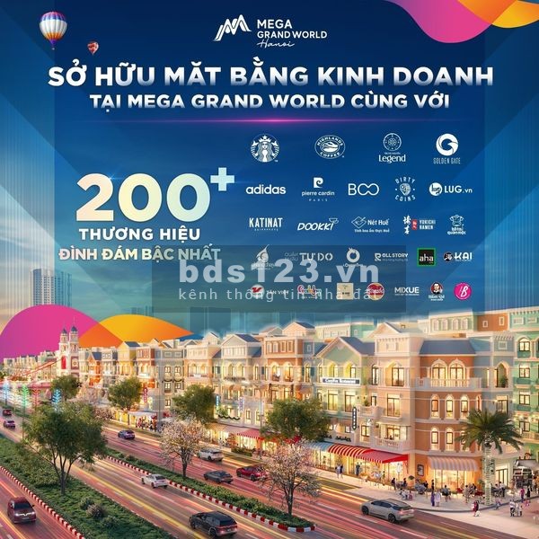 Cho thuê Shophouse Mega Grand World HN - Miễn phí 2 năm tiền thuê - Tặng Voucher 30 triệu