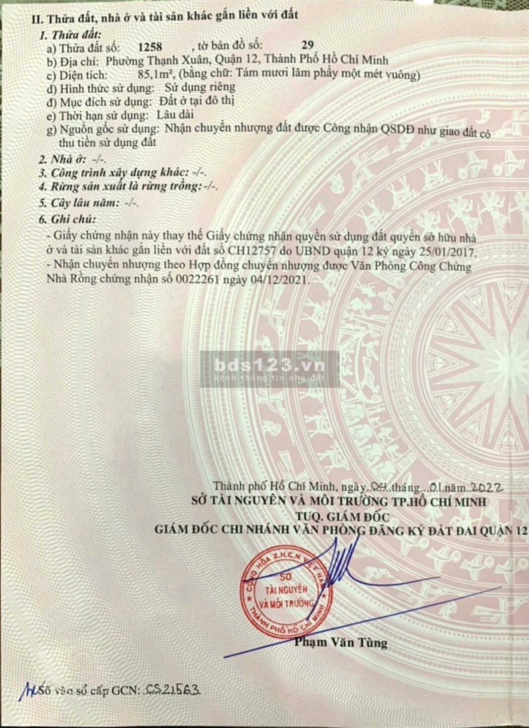 Chính chủ bán lô đất thổ cư sổ hồng riêng, đường Thạnh Xuân 25, Q12, giá chỉ 3.5 tỷ (bao hết, tl)