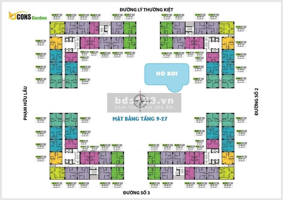 Rổ hàng Bcons Garden căn 2PN 1tỷ3 bao sang tên sổ