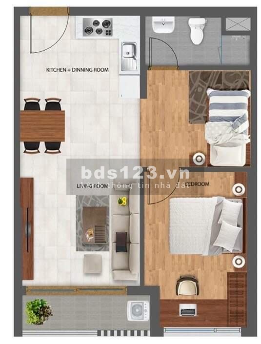 Bán căn hộ Safira Khang Điền 1PN+1 sân vườn tặng nội thất chỉ 2.1X tỷ