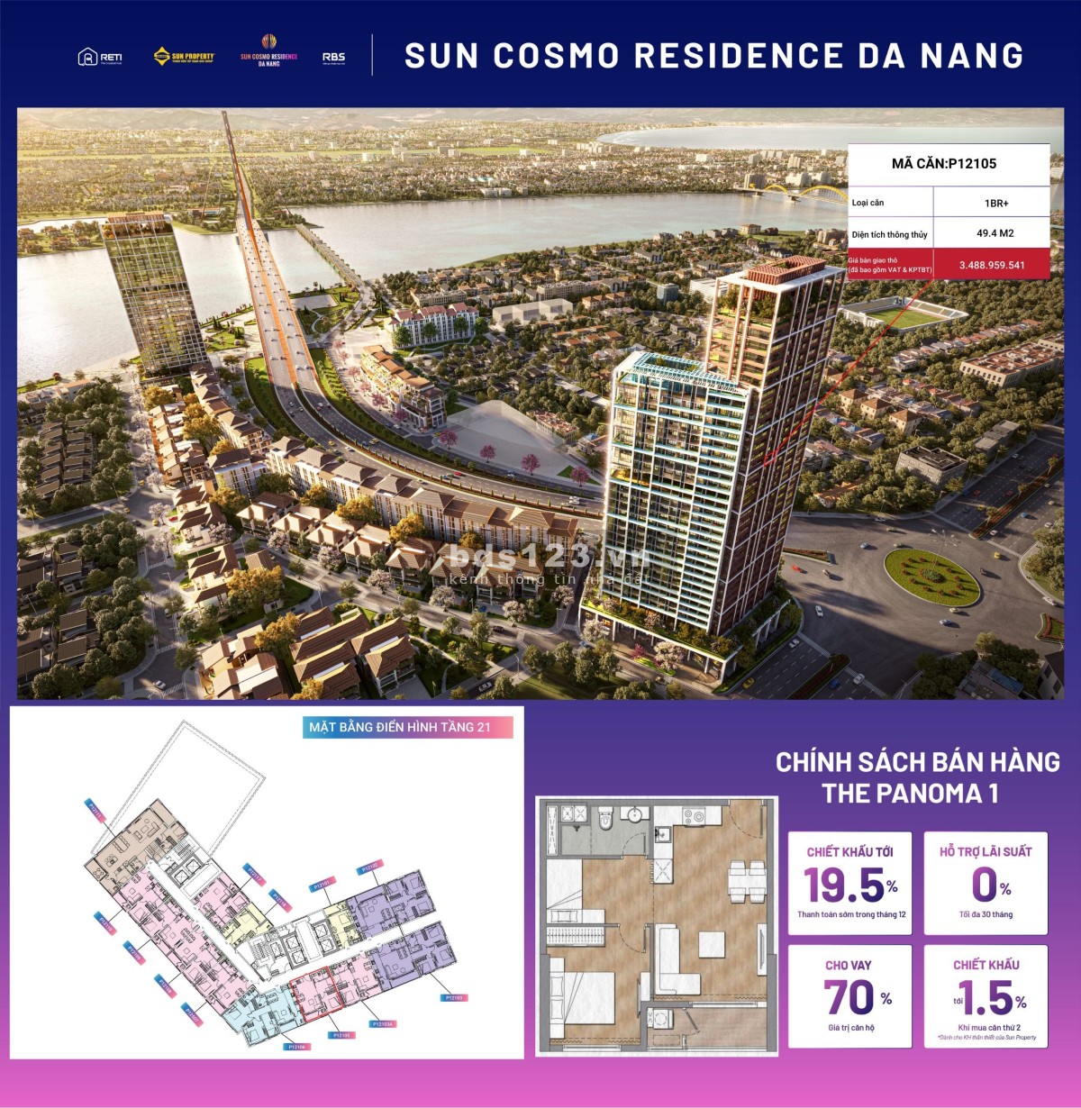 Bán căn 2PN The Panoma View Biển giá từ 2,8 tỷ (đã VAT + KPBT) chiết khấu lên đến 20%