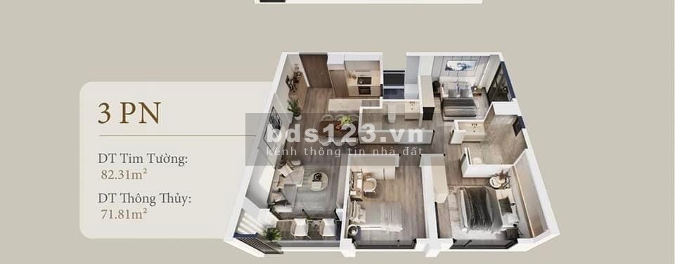 Bán căn 3PN tầng trung 82.3m2 view nội khu bể bơi toà C giá tốt nhất Masteri West Heighs. Giá 5,1 tỷ