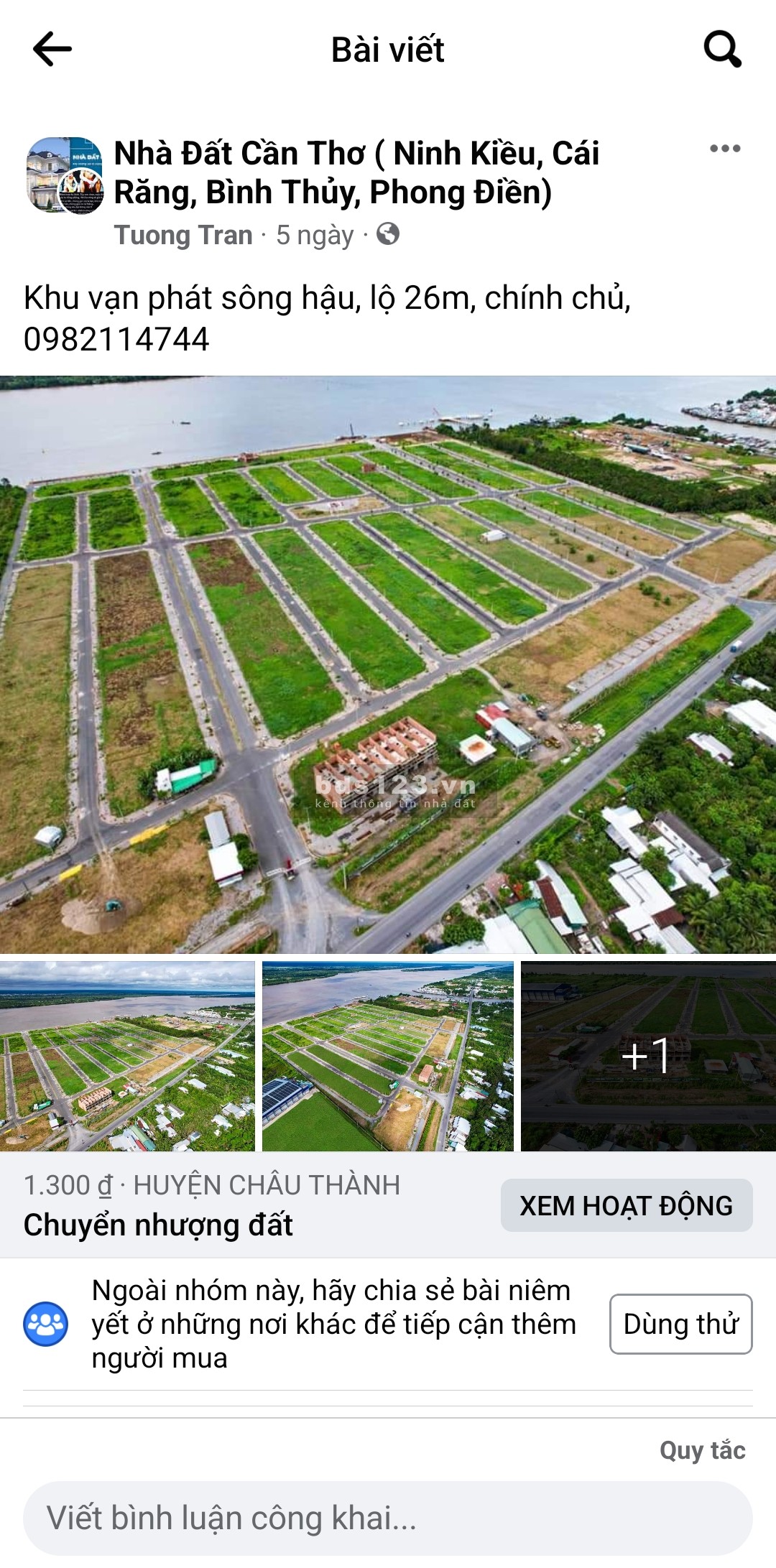 Đất chính chủ, trục chính đường số 10, gần chợ, Bến Tàu.
