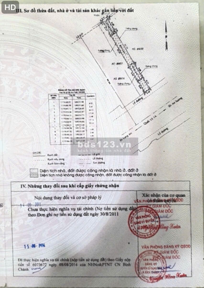 Chính chủ cần bán gấp nhà mặt tiền Quốc lộ 1A, tổng diện tích 167.8m2