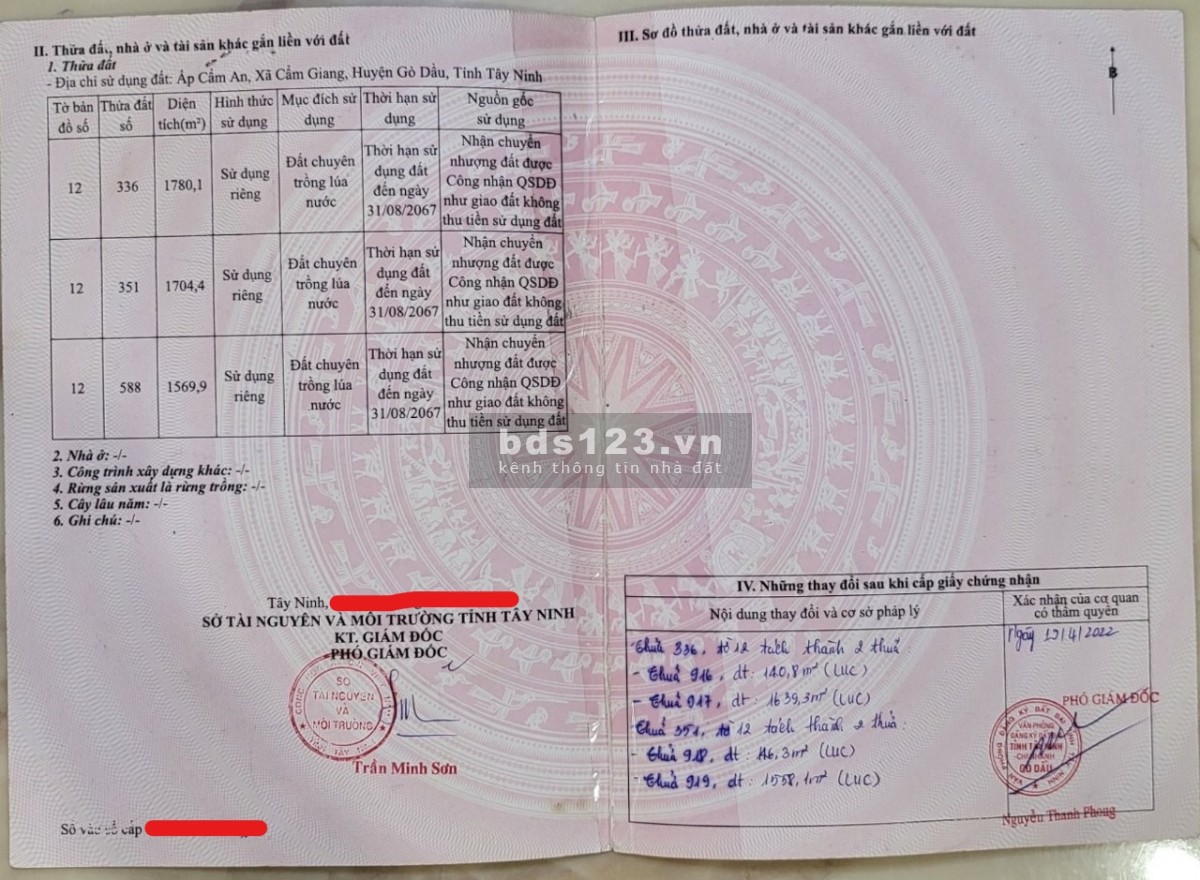 Chính chủ cần bán lô đất vàng tại ấp Cẩm An, Cẩm Giang