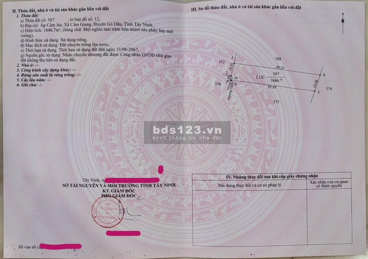Chính chủ cần bán lô đất vàng tại ấp Cẩm An, Cẩm Giang