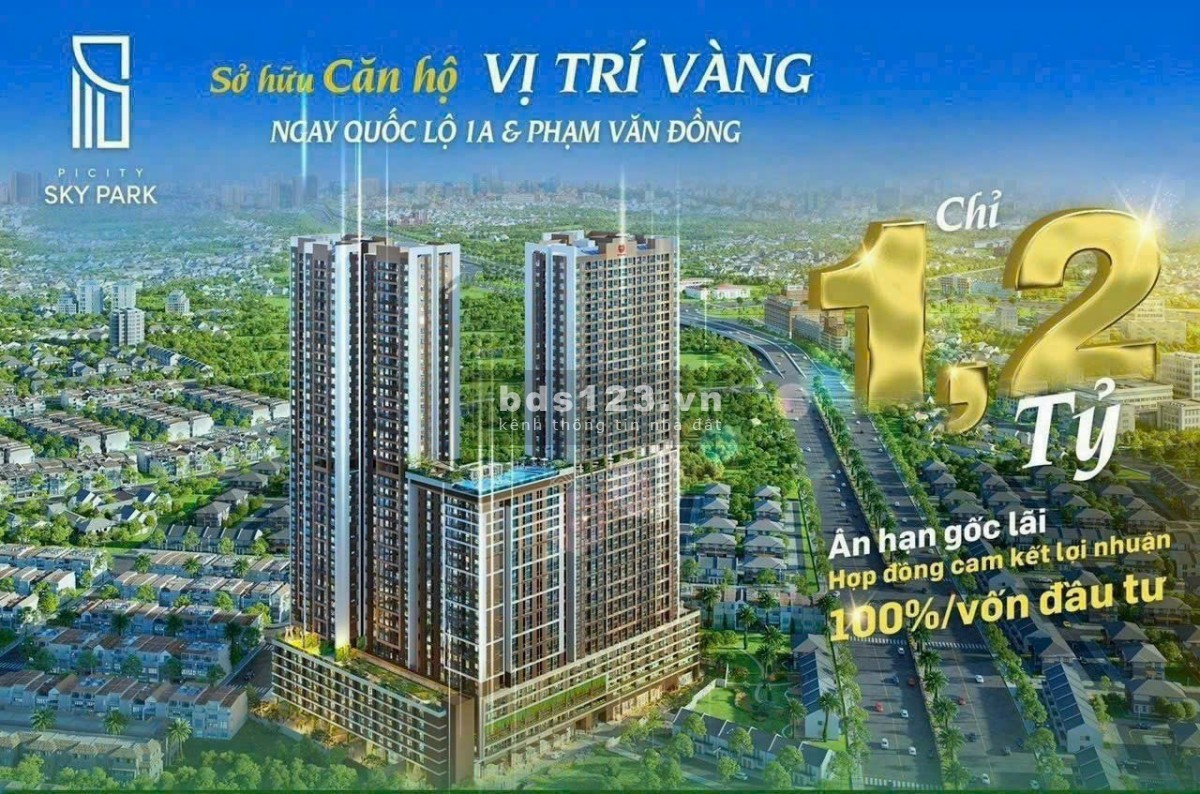CH Phạm Văn Đồng giá chỉ 1tỷ2, ân hạn gốc 24 Tháng, lãi suất 0% trong 12 Tháng