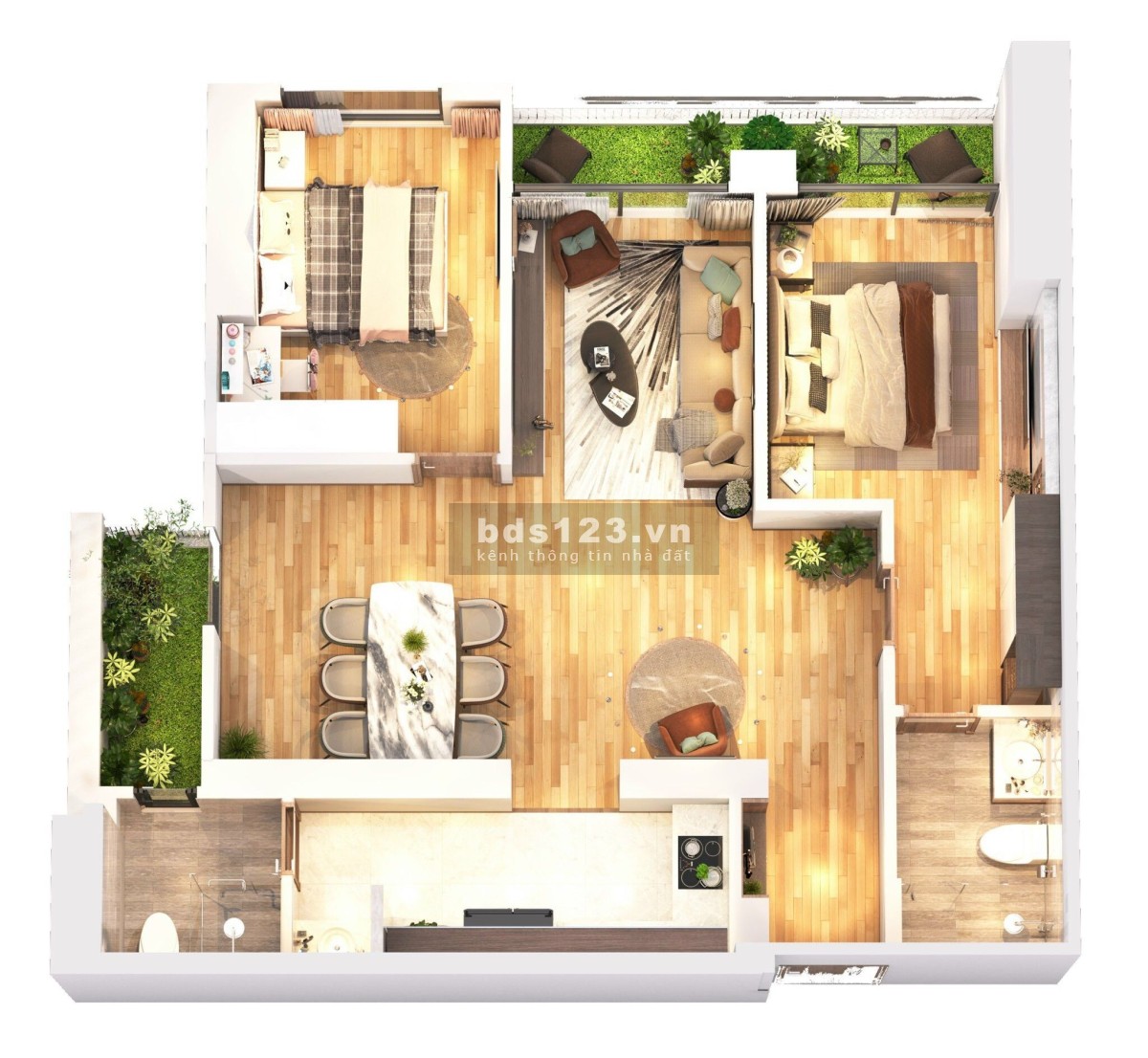 Quỹ căn 2 ngủ 2 vệ sinh view hồ Văn Quán diện tích 90m2. Giá chỉ từ 45 triệu/m2 (Bao gồm VAT)