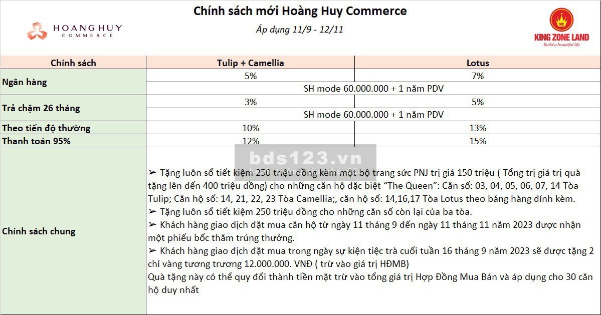 Bán và hỗ trợ thuê cho thuê tại dự án Hoàng Huy Commerce