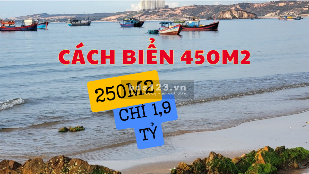 Cách biển chỉ 450m - 7,3 x 35 (250m2) đất ở đô thị, Mặt tiền kinh doanh, giá chỉ 1 tỷ 900