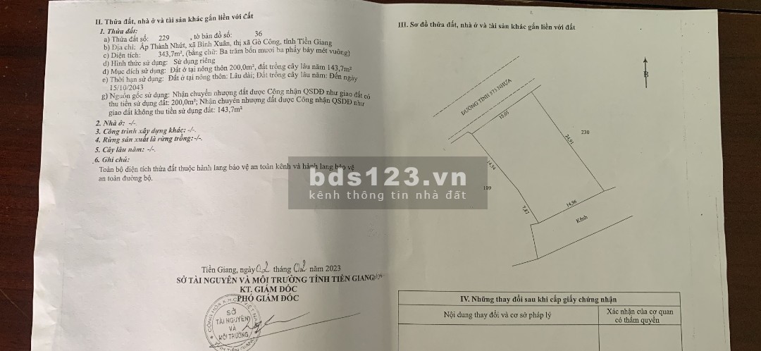 Nhà Mặt Tiền rộng 15m ngang. Đường DT 873, TX Gò Công, Tiền Giang.