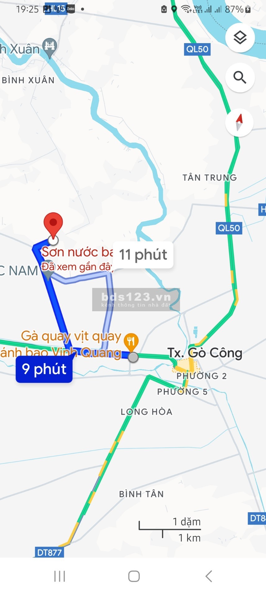 Nhà Mặt Tiền rộng 15m ngang. Đường DT 873, TX Gò Công, Tiền Giang.