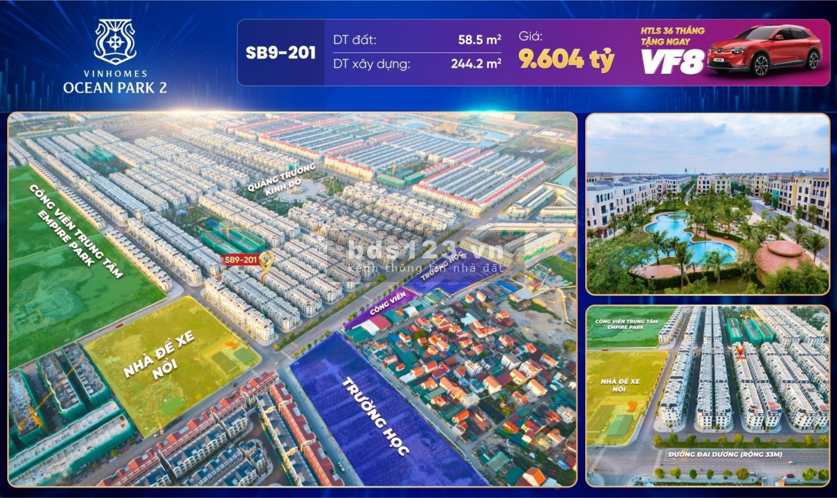 Shophouse Sao Biển sổ đỏ lâu dài từ 2,9 tỷ nhận nhà ngay, tặng ô tô Vinfast VF8 giá 1,2 tỷ