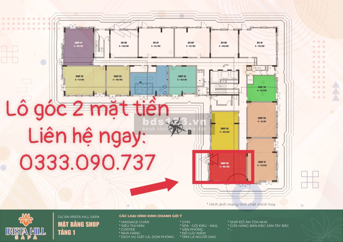 Bán lô shop chân đến 2 mặt tiền đầu tiên tại trung tâm Sapa nơi phát triển du lịch quanh năm