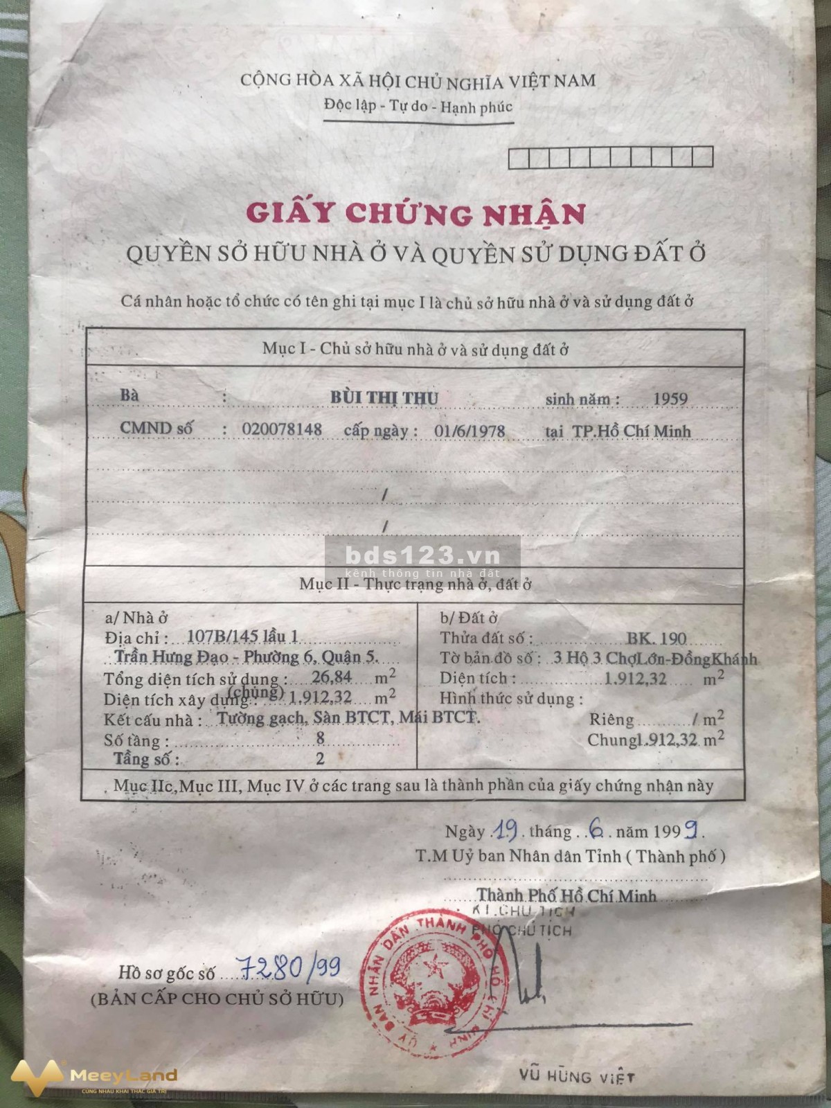 Chính chủ bán nhà lầu 1 quận 5 (căn góc)
