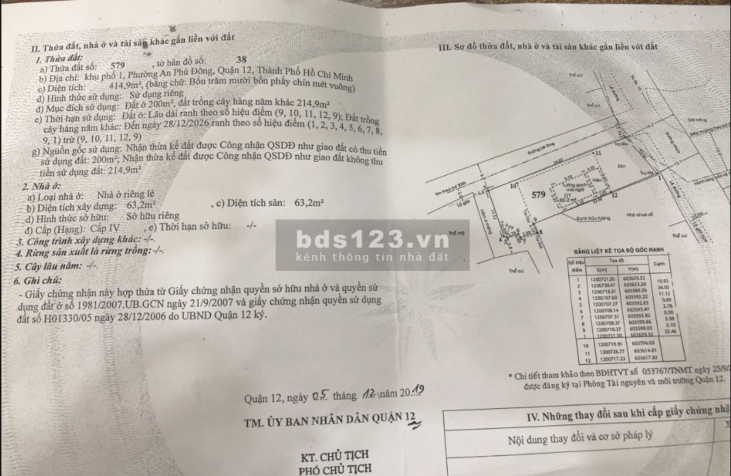Chính chủ cần bán lô đất có nhà cấp 4, 2 mặt tiền, gần QL1A, giáp ranh Gò Vấp