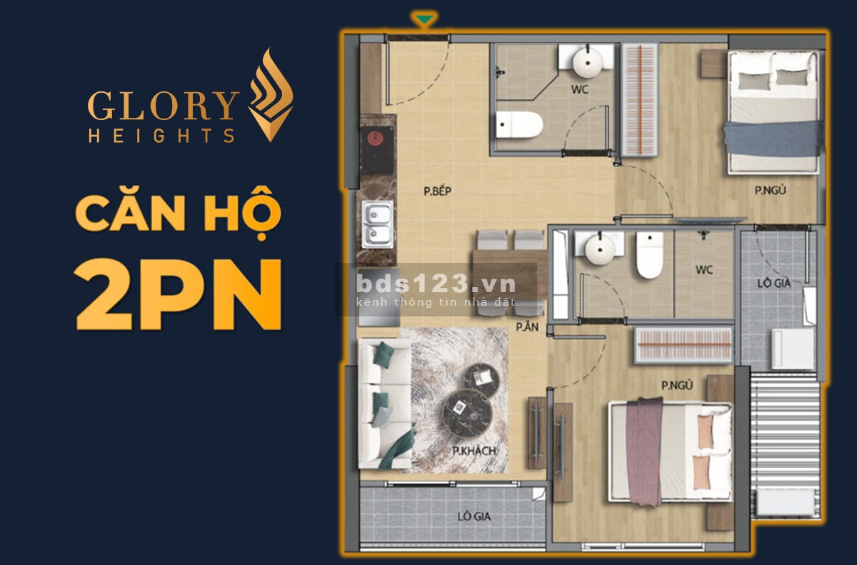 Bán căn hộ Glory Heights 2PN- Vinhomes Grand Park quận 9 3.2 tỷ đồng diện tích 69m²