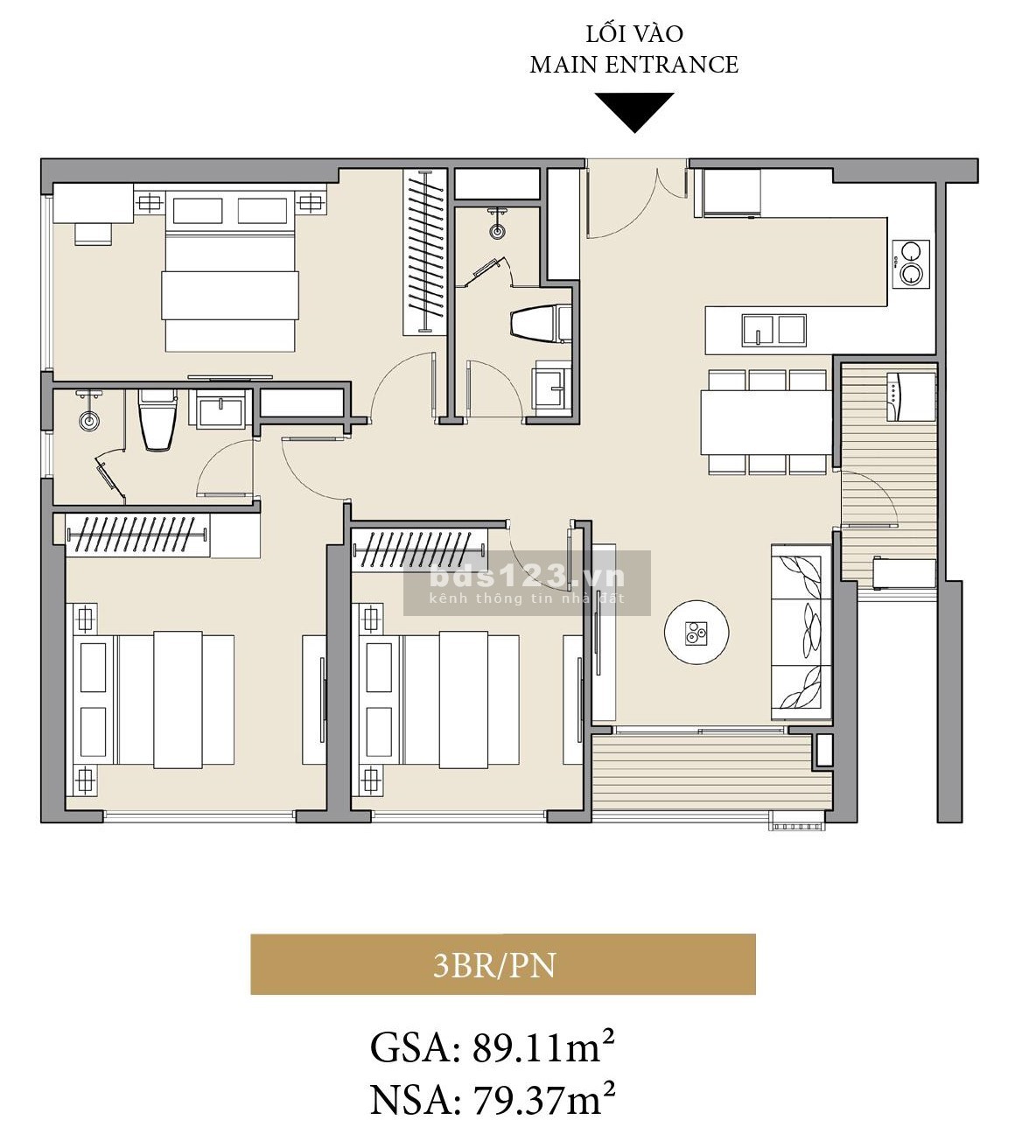 Bán căn hộ chung cư Masteri West Height 3PN, 81.6m2 giá 5.1 tỷ đồng