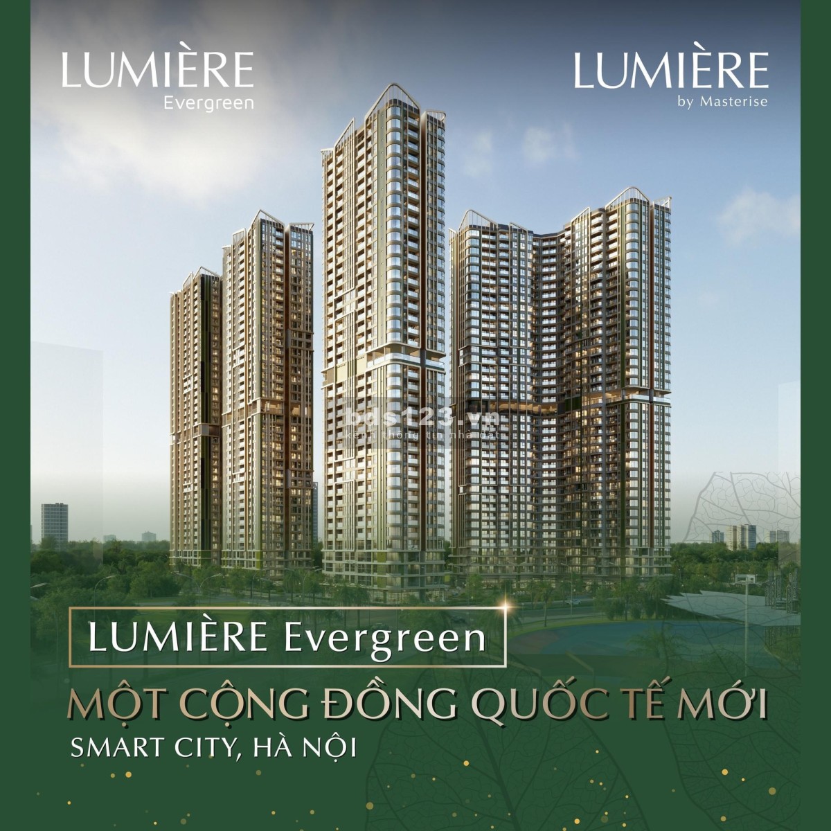 Bán căn hộ hàng hiệu 2N1WC 53m thông minh Lumiere Evergreen tại Smart City giá 3.2 Tỷ