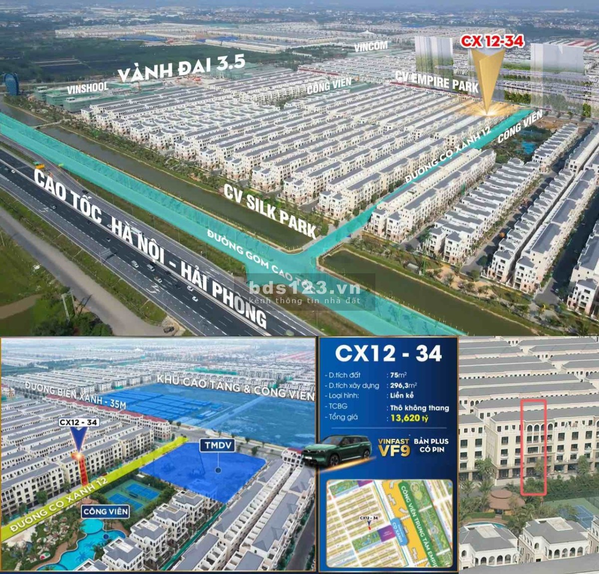 Bán liền kề CX12 view công viên, vườn hòa cực đẹp Vinhomes Ocean Park 2- The Empire giá 11 Tỷ