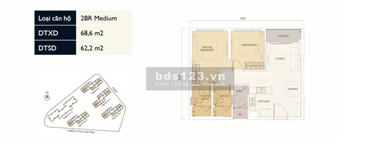 Bán căn hộ Lumi Hanoi 2PN, 54m2, booking ngay tặng 100tr cho KH may mắn LH 09858923**