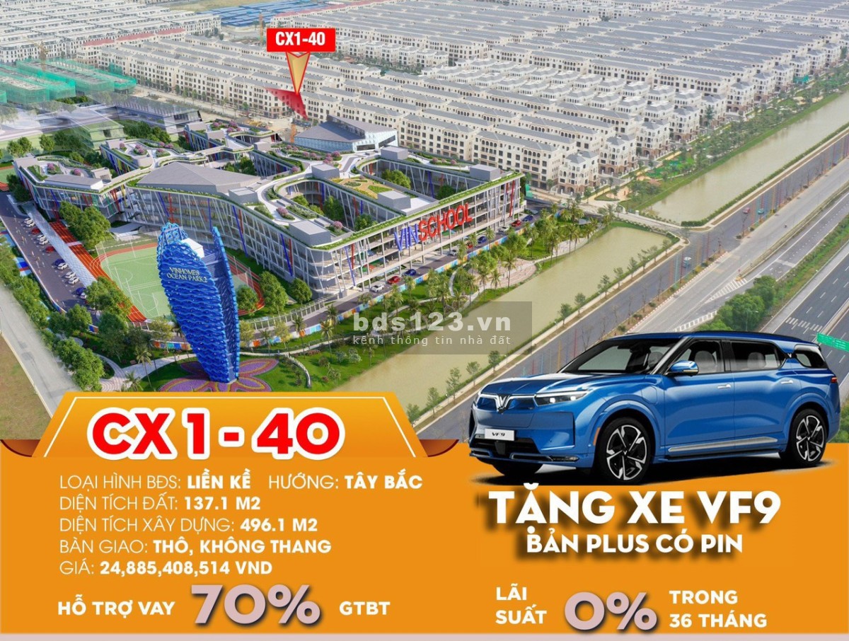 Bán căn LK góc CX1 138m sát vách Vinschool, TTTM Vincomes tại Vinhomes OCP2- The Empire 18 tỷ