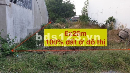 Bán lô đất ngay thị Trấn Củ Chi 159m có hơn 100m thổ cư ngang 6x26 giá chỉ 1 tỷ xxx