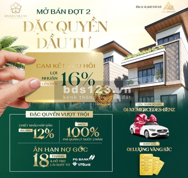 Biệt Thự Ven Sông Đảo Ngọc, CK 12%, NH vay 70%, Cam kết thu hồi lợi nhuận 16%, Vị trí 3 mặt sông PQ