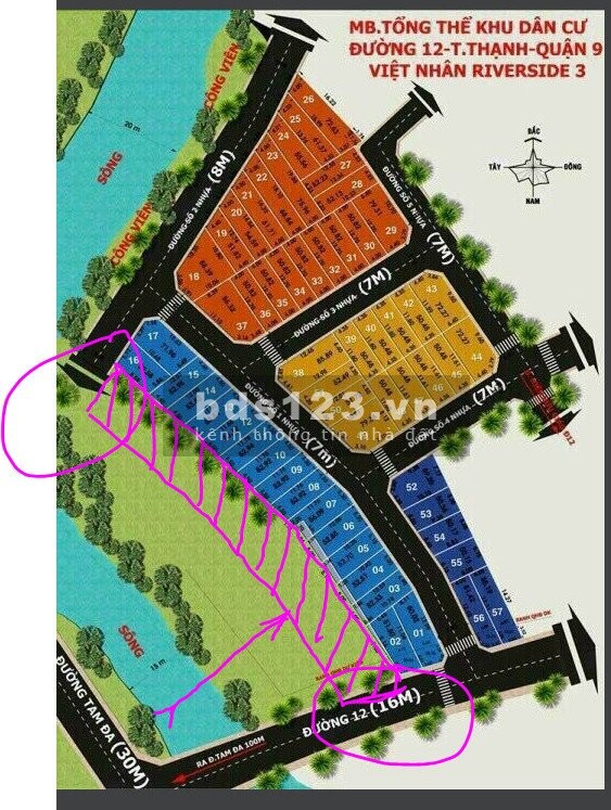 Giảm 50%: 1275m2 thổ cư Q9, 2 mặt tiền đường nhựa giáp sông lớn, giá chỉ 23,1 tr/m2, để kinh doanh