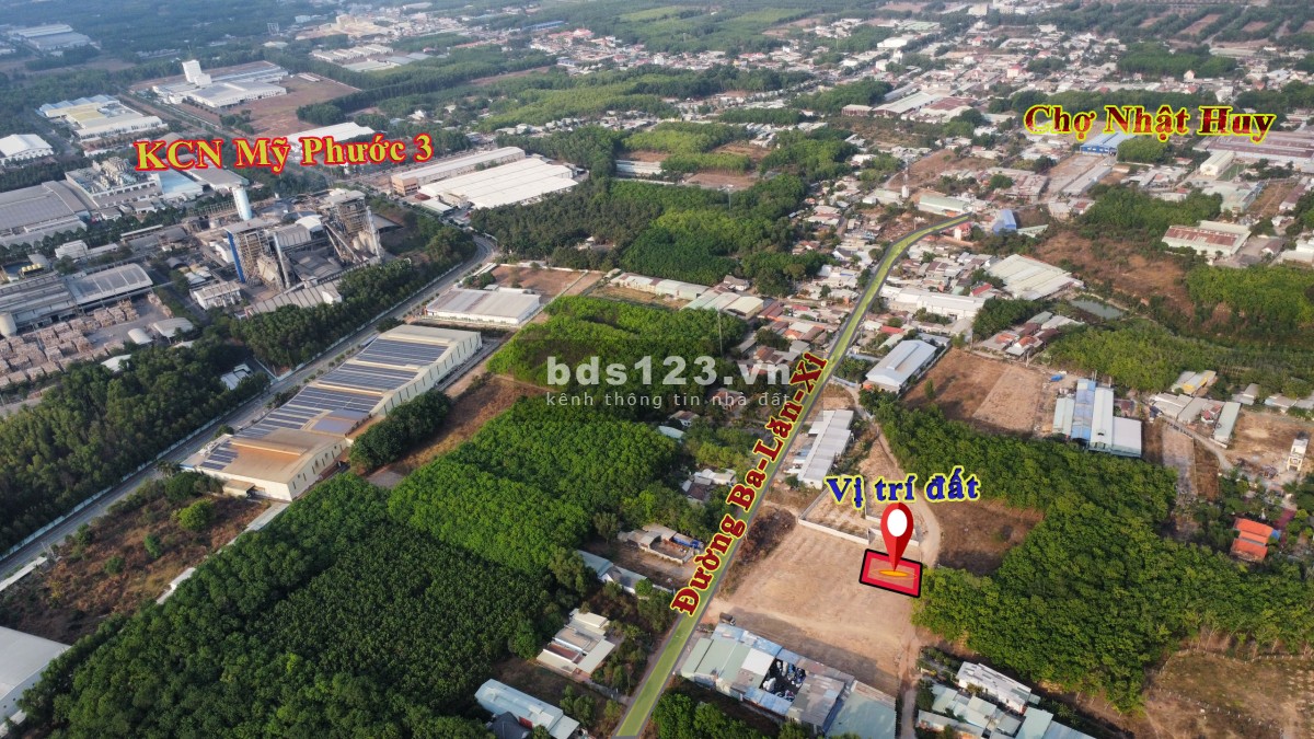 Đất Tp Bến Cát, gần chợ Nhật Huy, Vsip2, sổ sẵn, thổ cư, đường Oto