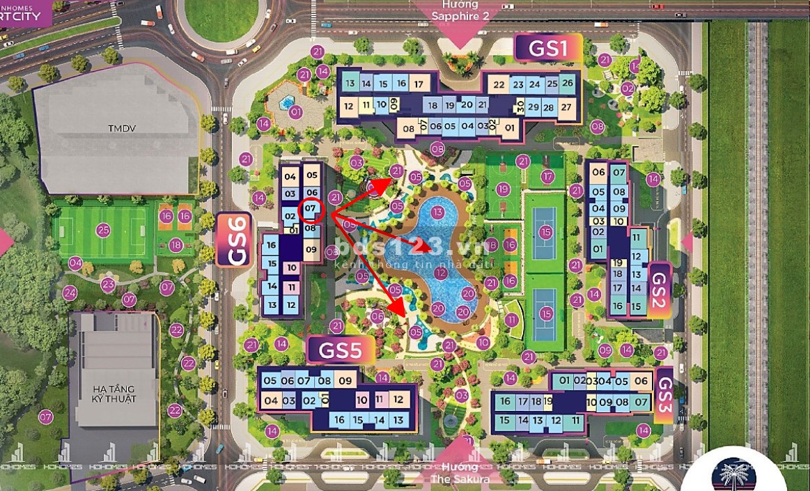 Bán căn 2PN 68m tòa GS6 hướng ĐN view bể bơi, thác nước Vinhomes Smart City chỉ 50 triệu/m2