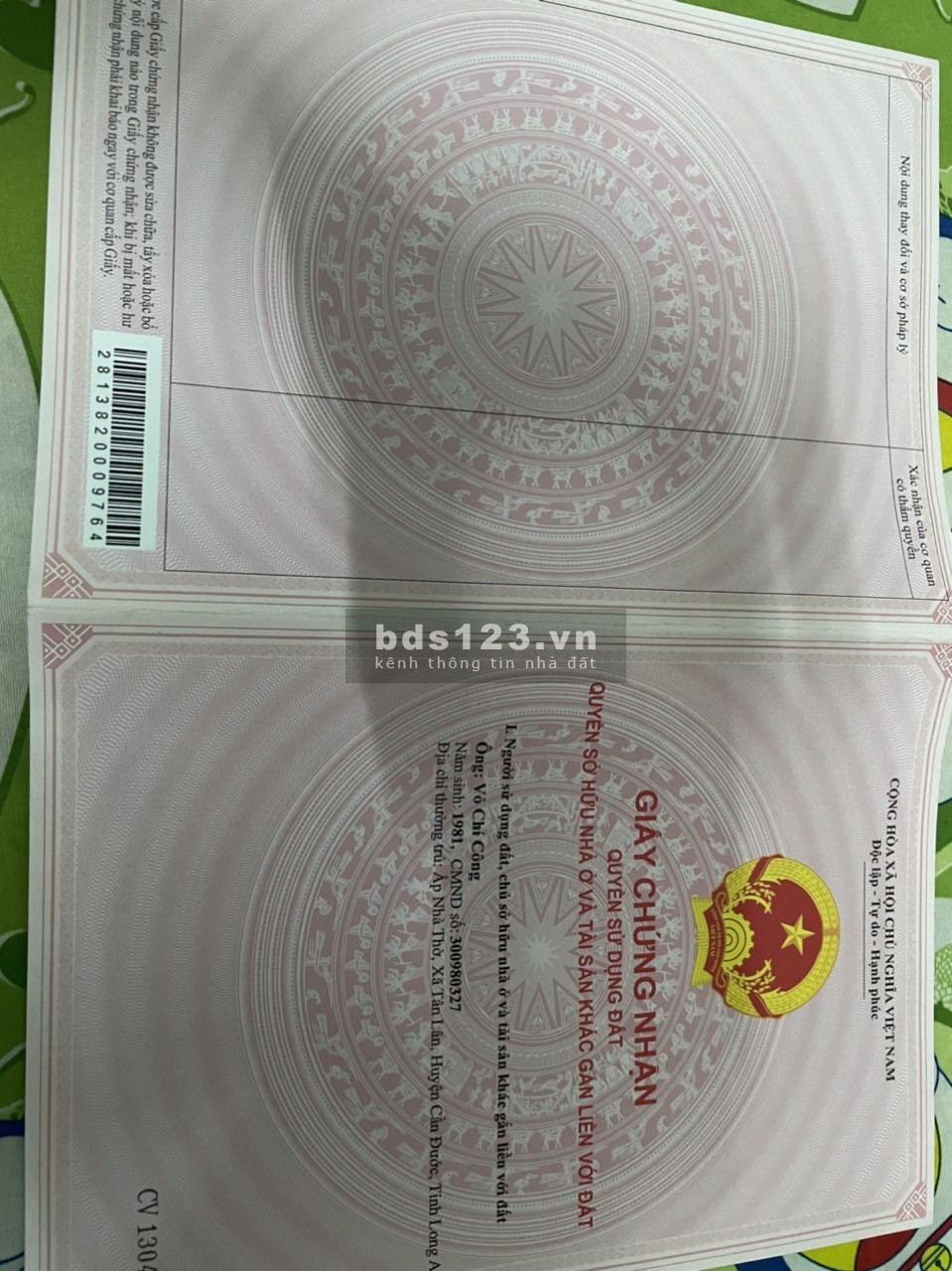 Bán đất thổ cư 510, đường thông 2 chiều, betong 4m, kdc mới