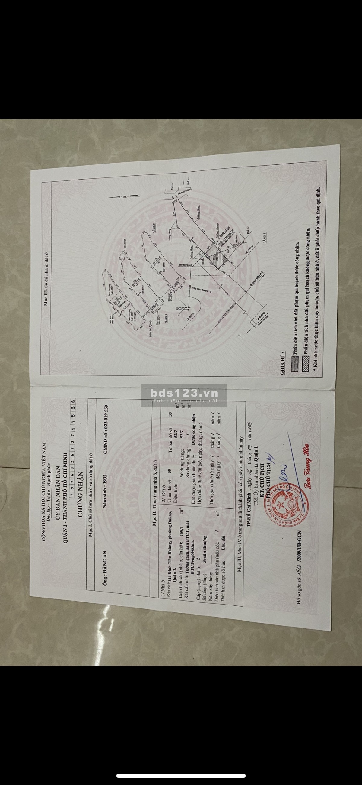 Bán nhà mặt tiền Đinh Tiên Hoàng, diện tích sàn 159,7m2, 3 tầng, giá 16.8m