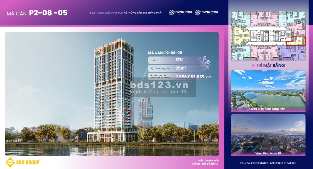 Căn hộ Studio Suncosmo - View cầu Rồng cách 1km nay chỉ còn 2.5 tỷ, còn chiết khấu 18.5%
