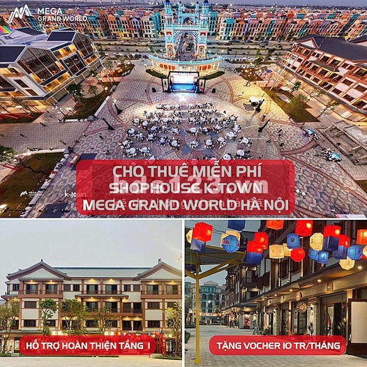 Cho thuê Shophouse miễn phí 2 năm tại Mega Grand World HN - Hotline: 032.5594.000