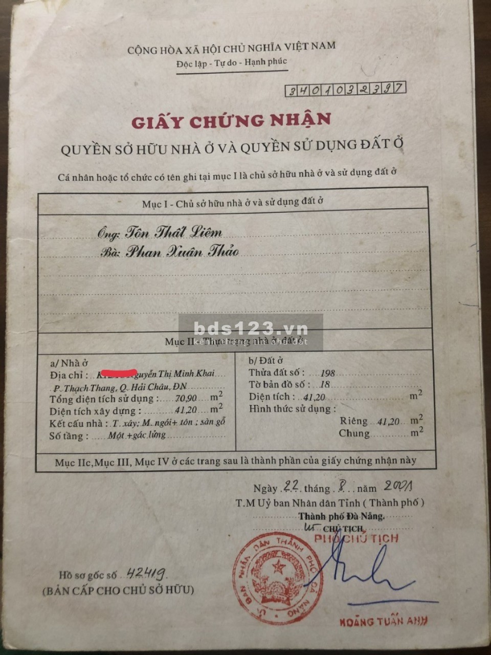 Cần bán lô đất đường Nguyễn Thị Minh Khai, Hải Châu, Đà Nẵng