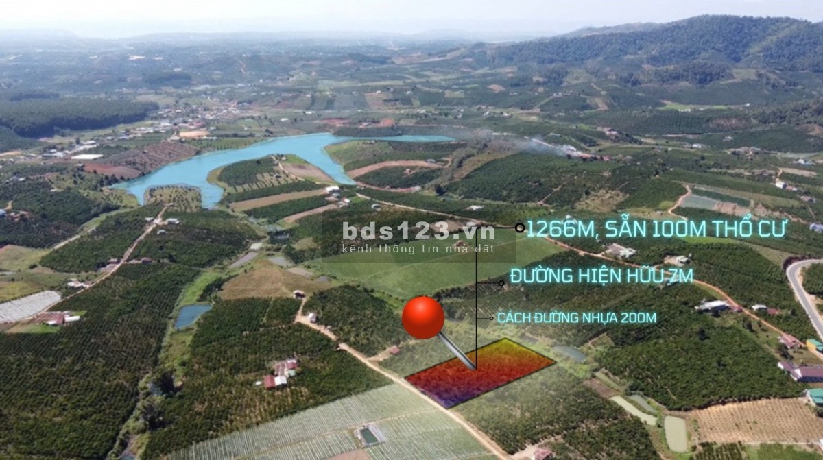 Quỳnh bán 3 nền view hồ Lâm Bô, Phúc Thọ, Lâm Hà, Lâm Đồng 1200m2, thổ cư 100m2. 666 triệu.