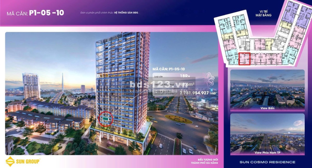 Chỉ 834tr căn 2n Sun Cosmo Đà Nẵng view sông Hàn, sở hữu lâu dài/ GĐ1