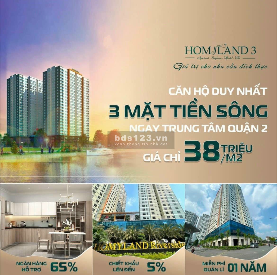 Sở hữu ngay căn hộ mặt tiền quận 2, view sông chỉ với 3 tỷ 2