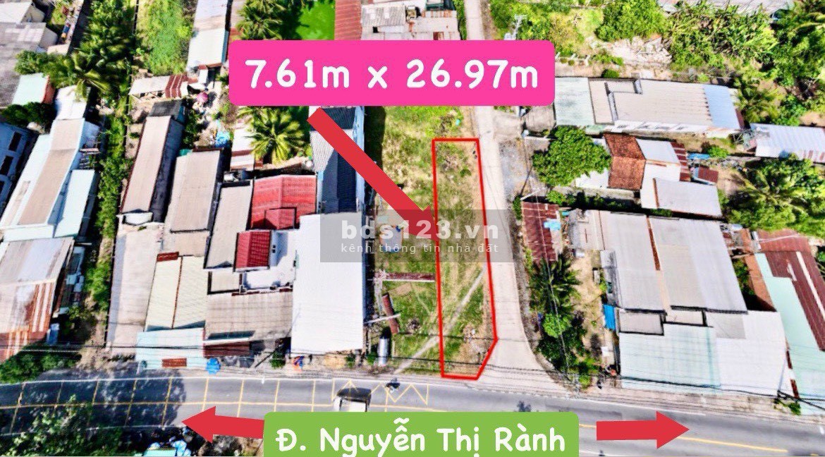 Lô góc 2 mặt tiền NguyễnTthị Rành, Nhuận Đức 7.61X26.97 thổ cư giá 3 tỷ xxx gần Vành Đai 4