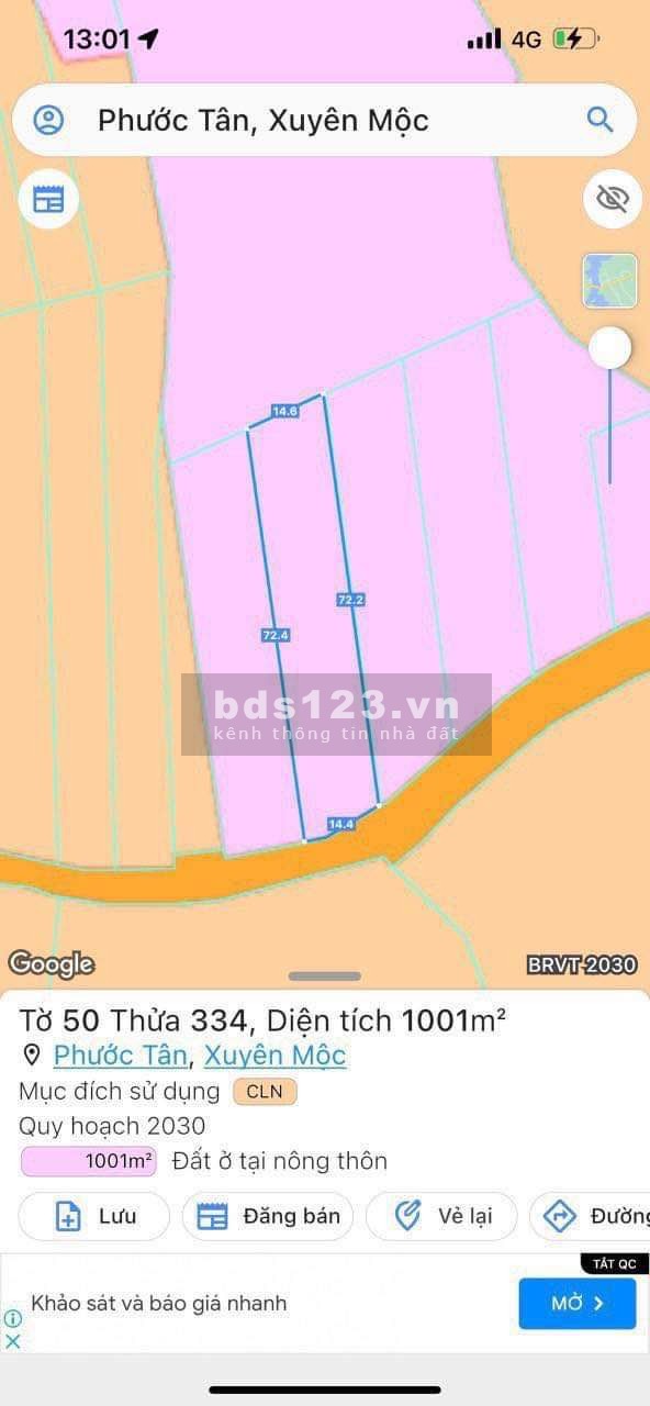Chính chủ bán lô đất 20*100 Bà Rịa - Vũng Tàu.