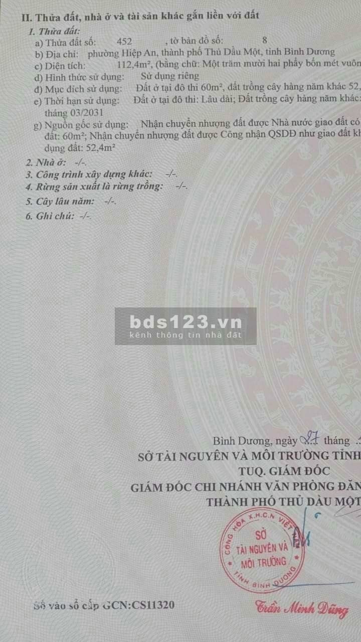 Cần bán đất nhánh Hiệp An, Thủ Dầu Một, liên hệ 0384329615 Luyến