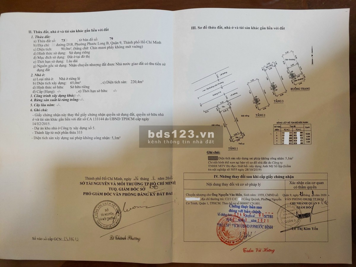 Bán nhà 3 lầu dự án Xây dựng số 5 đường Liên phường Q.9 giá tốt 7 tỷ 950 triệu